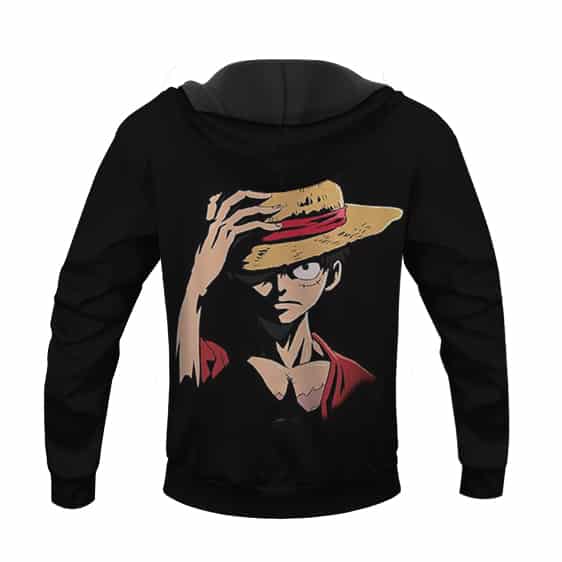 One Piece Straw Hat Captain Luffy Black Pullover Hoodie