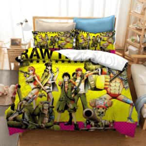 One Piece Straw Hat Crew Military Version Yellow Bed Set