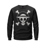 One Piece Straw Hat Jolly Roger Logo Black Sweatshirt