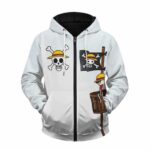 One Piece Straw Hat Logo Cartoon Luffy Art Zip Up Hoodie