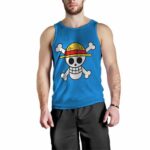One Piece Straw Hat Pirate Logo Awesome Blue Tank Top