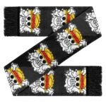One Piece Straw Hat Pirates Icon Pattern Black Wool Muffler