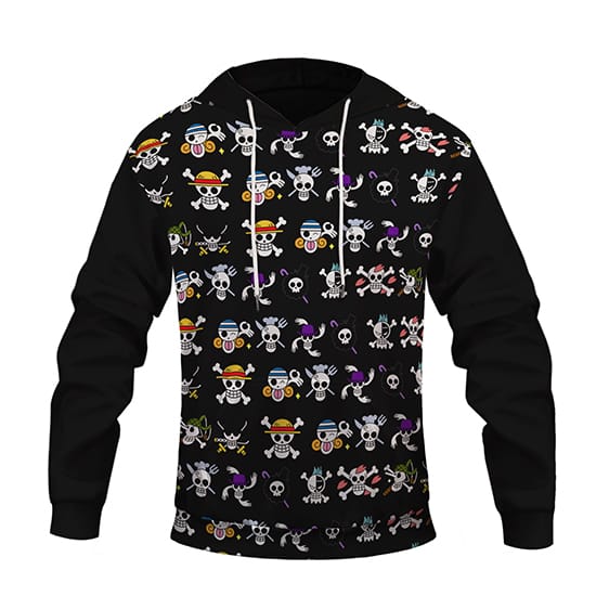 One Piece Straw Hat Pirates Jolly Roger Icons Pattern Hoodie
