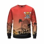 One Piece Straw Hat Pirates Silhouette Art Red Sweater
