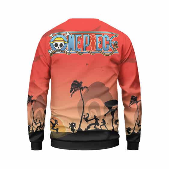 One Piece Straw Hat Pirates Silhouette Art Red Sweater