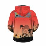 One Piece Straw Hat Pirates Silhouette Art Red Zip Up Hoodie