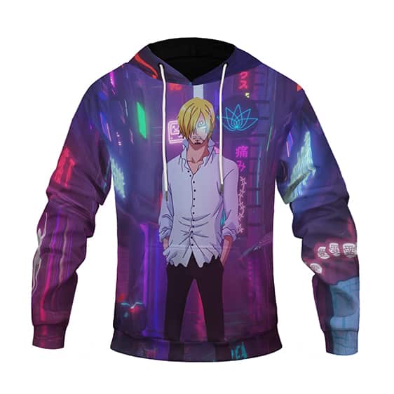 One Piece Vinsmoke Sanji Modern Neon City Art Hoodie Jacket