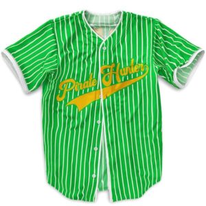 Pirate Hunter Zoro Logo Striped Green Baseball Shirt