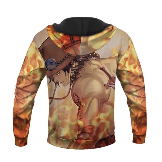 Portgas D. Ace Fiery Flame Design Dope One Piece Hoodie