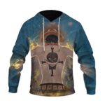 Portgas D. Ace Iconic Back View Tattoo Logo Blue Hoodie