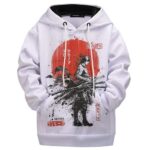 Red Moon Zoro Traditional Art Kids Hoodie Jacket