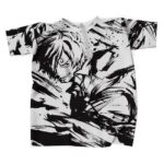 Sanji Black and White Brush Stroke Art T-shirt