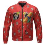 Soul King Brook Floral Pattern Design Red Bomber Jacket