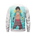Straw Hat Monkey D. Luffy Fan Art White Crewneck Sweater