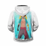 Straw Hat Monkey D. Luffy Fan Art White Zip Up Hoodie Jacket