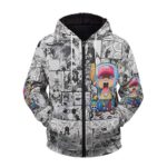 Surprised Tony Chopper Comic Manga Strip Art Zip Hoodie