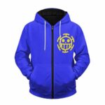 Trafalgar Law Pirates Of Hearts Jolly Roger Blue Zip Hoodie