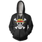 One Piece Straw Hat Pirates RWBY Qrow & Ruby Scythes Zip Up Hoodie