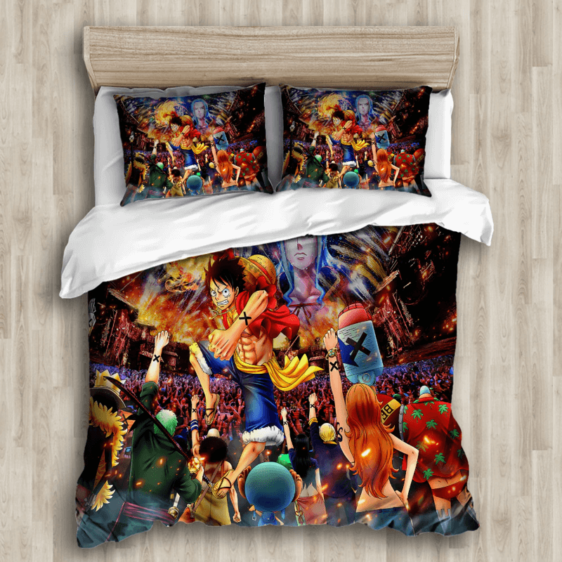 Vibrant One Piece Straw Hat Pirates Battle Bedding Set