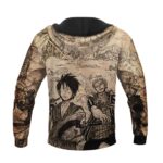 Vintage One Piece Luffy Zoro Trafalgar Law Beige Hoodie