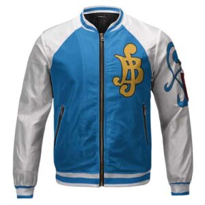 Kids Blue and White Belly Symbols Nami Varsity Jacket