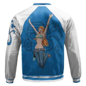 Kids Blue and White Belly Symbols Nami Varsity Jacket