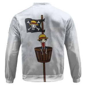 Luffy Cartoon Art and Straw Hat Flag Kids Bomber Jacket