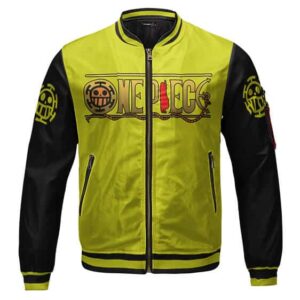 One Piece Heart Pirates Yellow & Black Kids Varsity Jacket