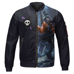 One Piece Kids Black Brook-Print Varsity Jacket