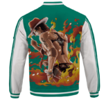 Portgas D. Ace Fire Fist Green & White Kids Varsity Jacket