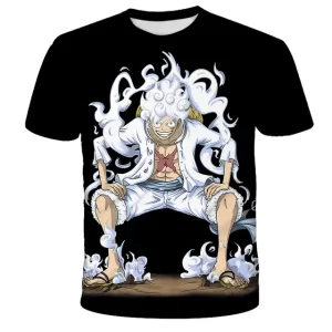 Black Gear 5 Luffy Dynamic Flame Children's T-Shirt