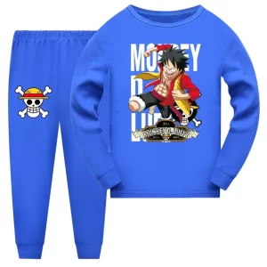 Blue Monkey D. Luffy One Piece Pajama Set for Children