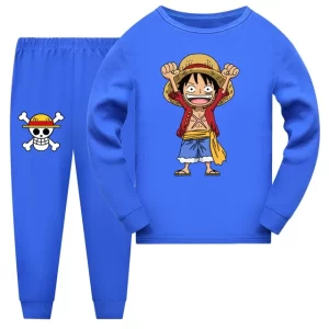 Bright Blue One Piece Anime Kids Pajama Set