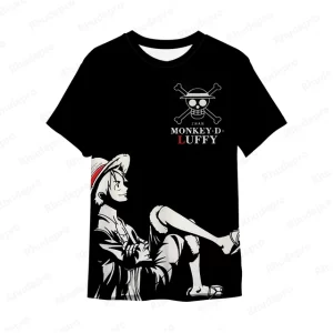 Chill Monkey D. Luffy Skull Emblem Black Boys' T-shirt