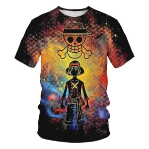 Colorful Paint Luffy Silhouette One Piece Kids T-Shirt