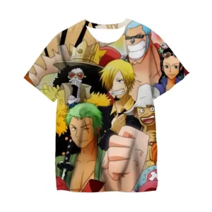 Colorful United Straw Hat Pirates Crew Art T-shirt for Boys