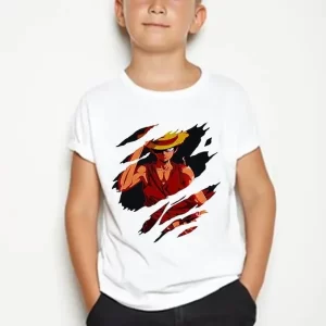 Fierce Monkey D. Luffy Ripped Design Children's T-shirt