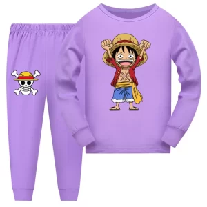 Lavender Luffy One Piece Anime Pajama Set for Children