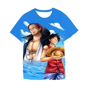 Luffy and Shanks Blue Sea One Piece Tribute Boys' T-shirt