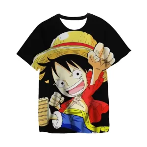 One Piece Cheerful Luffy Punch Pose T-shirt for Children