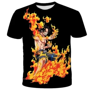 One Piece Flaming Ace Fire Fist Attack Children's T-shirt