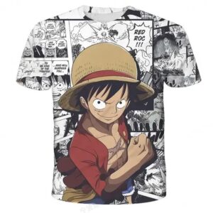 One Piece Luffy Manga Action Panels White Kids T-shirt