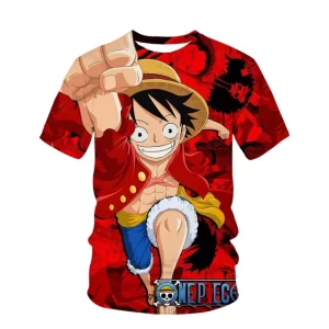 One Piece Luffy Punch Red T-Shirt for Boys