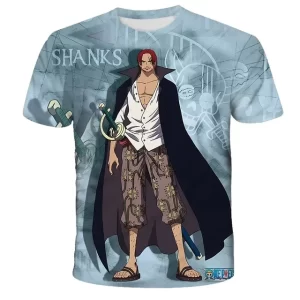 One Piece Red-Haired Shanks Heroic Pose T-shirt for Kids