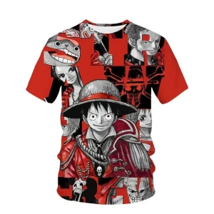 One Piece Straw Hat Pirates Crew Collage Red Boys' T-shirt