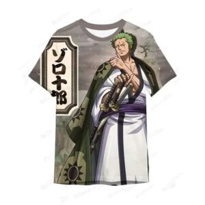 One Piece Zoro Wano Samurai Warrior Gray Children's T-shirt