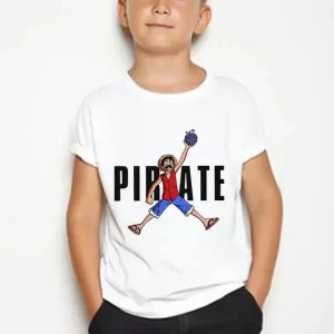 Pirate Luffy Devil Fruit Jumpman Logo Parody Kids T-shirt