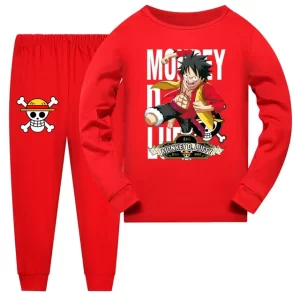 Red Monkey D. Luffy One Piece Pajama Set for Kids