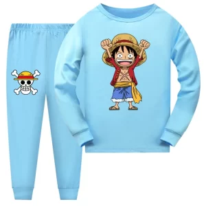 Sky Blue One Piece Anime Children's Pajama Set