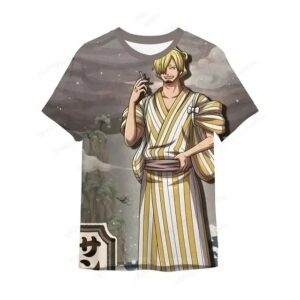 Smoking Sanji Wano Arc Kimono One Piece T-shirt for Children